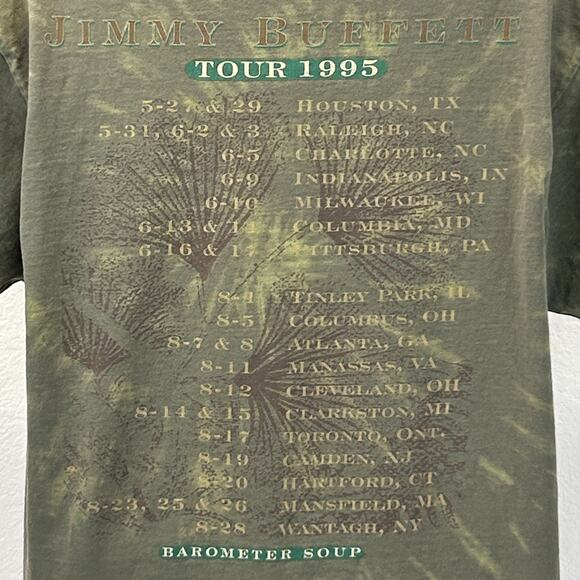 Vintage 90s Jimmy Buffett Barometer Soup Tour T Shirt 1995 Concert Green L Large - Picture 7 of 9